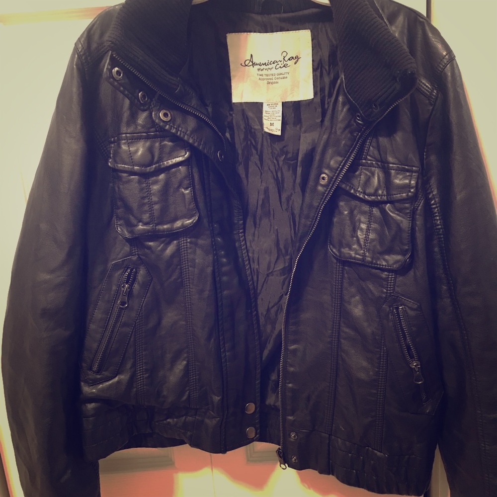 Faux leather moto jacket
